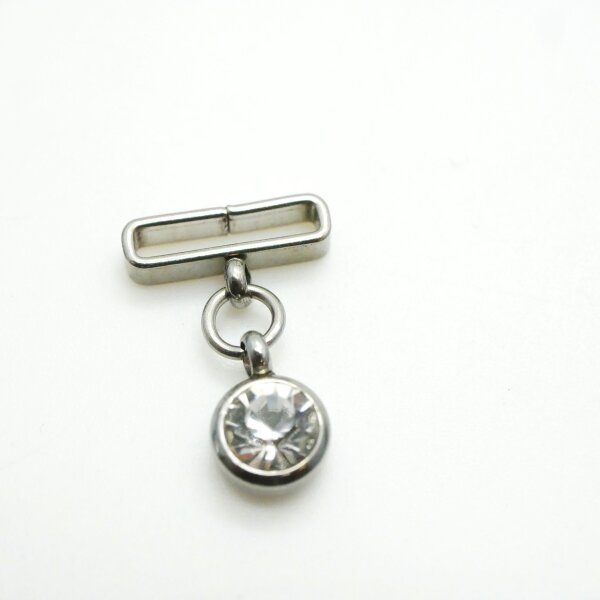 rechteckige Anhängeröse, mit Strass, Edelstahl, 10x2 mm (S1/B)