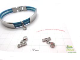 rechteckige Anhängeröse, mit Strass, Edelstahl, 10x2 mm (S1/B)