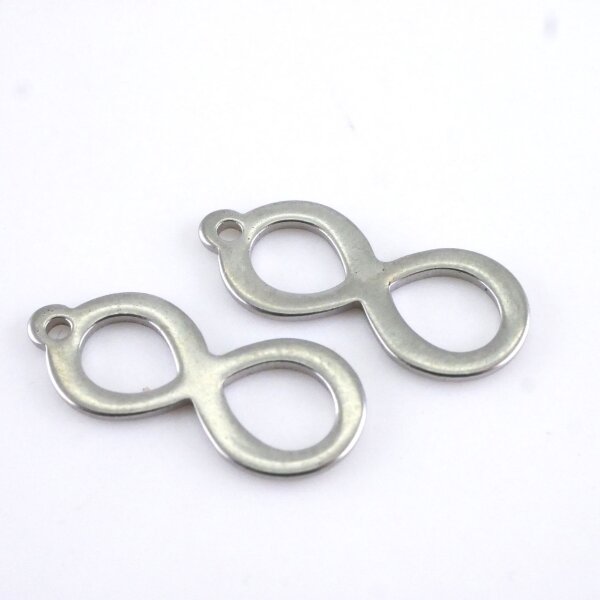 flache Infinity mit Öse, Schleife, Anhänger 20x8mm, Edelstahl, (S1/D)