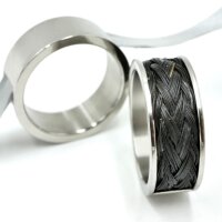 Ring für Pferdehaar mit Nut und Brücke über 1/3 des Rings, aus Edelstahl