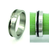 Edelstahl Ring mit Diamant für Pferdehaar mit Nut...