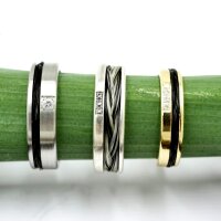 Edelstahl Ring mit Diamant für Pferdehaar mit Nut und Brücke
