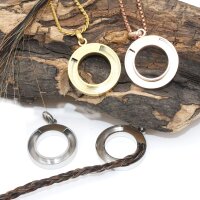 NEU  - Pferdehaaranhänger, Ringscheibe zum Einlegen von Pferdehaar Golden rosegold mattiert