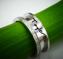 Ring mit Zirkonia für Pferdehaar mit Nut und...
