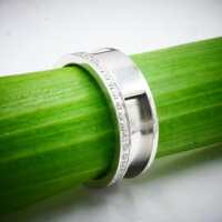 Ring mit Zirkonia für Pferdehaar mit Nut und Brücke in 12 Größen, K4 C1-C8