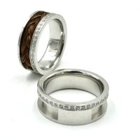 Ring mit Zirkonia für Pferdehaar mit Nut und Brücke in 12 Größen, K4 C1-C8