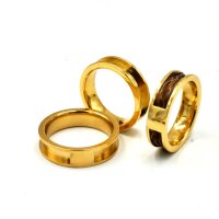 Pferdehaar-Ring, golden aus Edelstahl. Breite 6mm mit 4mm...