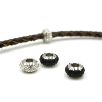 Strass-Großlochperle  6x10mm, innen: 4mm Edelstahl, Modulperle, Modulring (S1/A)