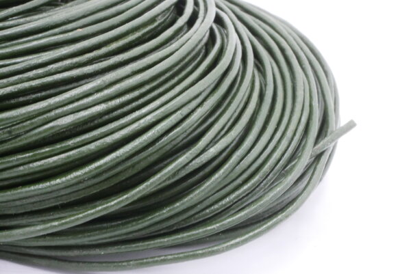Lederschnur 2mm grün Material, Lederband, 2 Meter