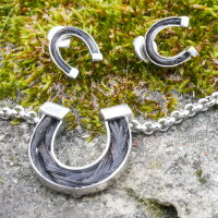 Hufeisen, Anhänger Edelstahl, mit Kette, zum Einlegen von Pferdehaar