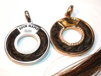 Anhänger mit Zirkonia, flache Scheibe, für das Einlegen von Pferdehaarschmuck,