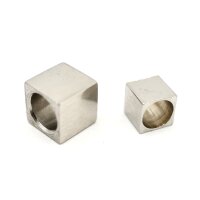 Würfel,  Kubus, Perle Edelstahl, 8mm + 6mm...
