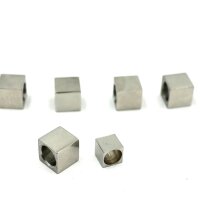 Würfel,  Kubus, Perle Edelstahl, 8mm + 6mm...