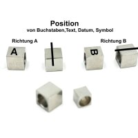 Würfel,  Kubus, Perle Edelstahl, 8mm + 6mm Großlochperle (K/7-c1)