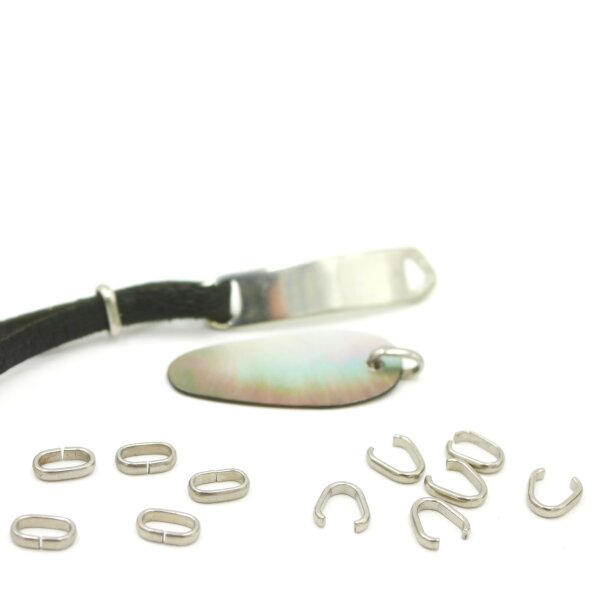 6 Edelstahl-Ösen, geschlossen oder geöffnet, 9x5,5mm 2mm breit  (K/2-D6)