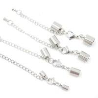 Edelstahl Set Karabiner mit Endkappe 1,3 bis 7mm, mit Verlängerung (K8/D
