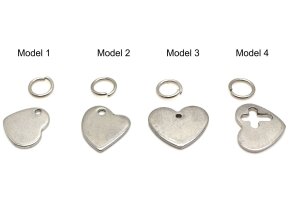 1 Herz Gravurplatte, Edelstahl, Charm Anhänger, 4...
