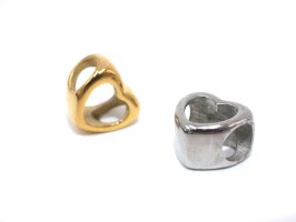Herz  Glanz, Großlochperle mit Durchbruch, Edelstahl Modulperle, innen:5mm (K7/C5)