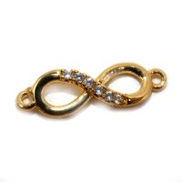 Zierliche Infinity Schleife,golden, mit Zirkonia, Messing...