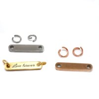 längliche polierte Gravurplatte Edelstahl mit 2...