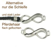 Armband Unendlichkeitsschleife, einzeln oder als Set  mit Ösen, Leder & Verschluss, Pferdehaar