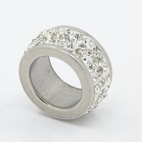 Großlochperle Scheibe 6x12mm mit Strass, Edelstahl...