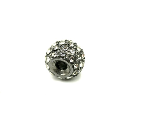 Zwischenteil, Perle, 10x8mm, Edelstahl Antik Look mit Strass, innen: 2,8mm (S1/A)