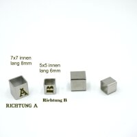 eckige Edelstahlhülse 8x8 oder 6x6mm...
