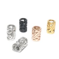 Ornament Hülse Edelstahl,  Innen: 4,6mm, durchbrochen, Antik Look (K3/B8)