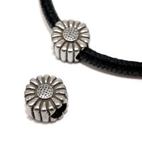 Großlochperle Blume Edelstahl, Blüte, beidsietig, Trachtdesign, Innen: 5mm (K7/D4)