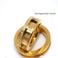 goldener Zirkonia Ring mit Nut, Edelstahl, für...