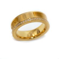 goldener Zirkonia Ring mit Nut, Edelstahl, für...