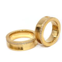goldener Zirkonia Ring mit Nut, Edelstahl, für Pferdehaar in 9 Größen (K11/B6-8)-