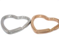 Herzform -  Schlüsselring, 31mm , Edelstahl natur und Roségold , Splitring (K/8/A1-2)