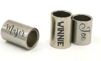Olivenförmige Großlochperle mit 6,4mm Bohrung in natur, gebürstet und gold - gravurfähig,  (K7/A4