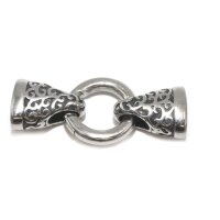 Set - Ringverschluss mit 2 Endkappen, Edelstahl, wahlweise 2 Größen und 2 Variationen  (K9/D8-7)