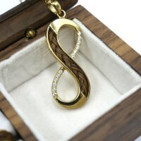 funkelnde Infinity Schleife mit Zirkonia, Anhänger Edelstahl, für das Einlegen von Pferdehaarschm