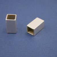 eckiges Rohr, 4 Kant, 925 Silber, Innen: 5x 5mm, L10 oder 15mm Wandstärke 0,5mm (S10/3)