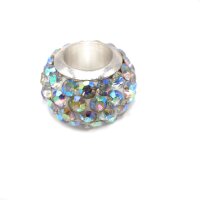 Strass Rondell  wählbar 13 Farben, Großlochperle, Edelstahl Modulperle, innen: 5mm (K5 )