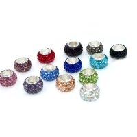 Strass Rondell  wählbar 13 Farben, Großlochperle, Edelstahl Modulperle, innen: 5mm (K5 )
