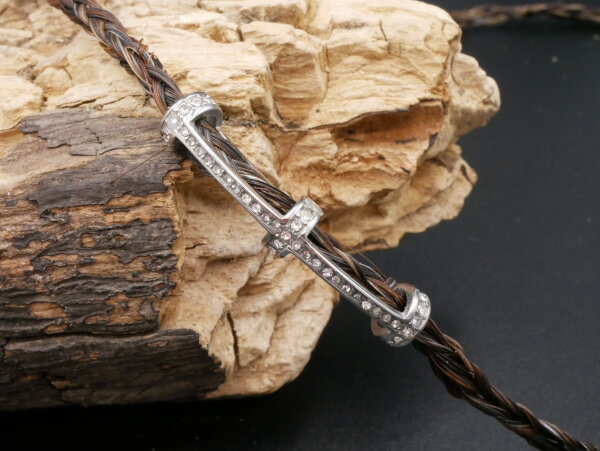 offene  Rahmen - Hülse , mit Strass gebogen 41 x8mm innen 5mm ( K3/B8)