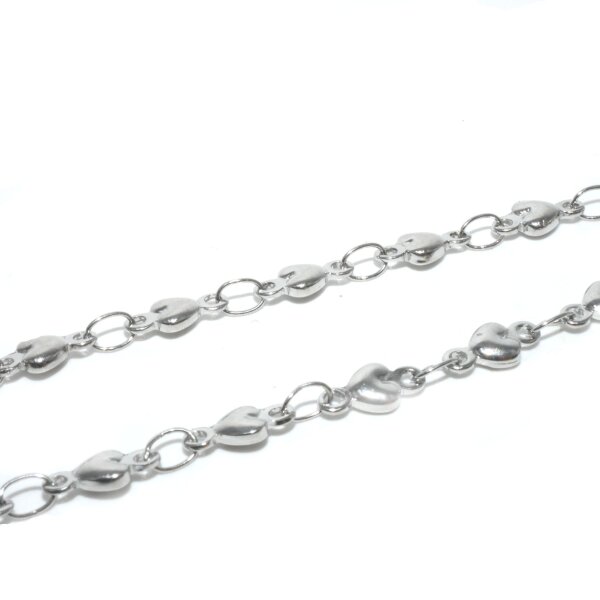 Edelstahl Kette mit Herzchen in der Kette, verschweißt, auch als Verlängerung geeignet (K35/B5)