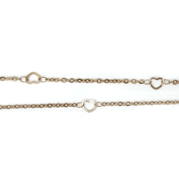 Rosegolden - Edelstahl Kette mit Herzchen, verschweißt  (K35/C3)