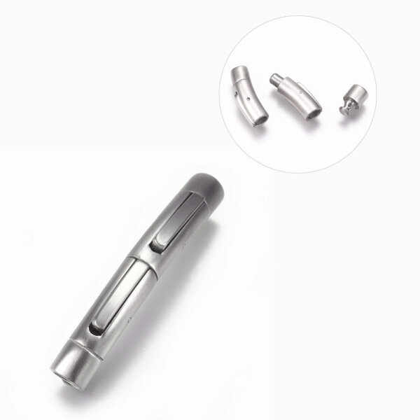 2 stufiger Schnappverschluß, Drückverschluss  Innen: 5mm, Edelstahl Verlängerung