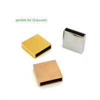 rechteckige Hülse handpoliert, Edelstahl,  15x5mm Überschieber, i 3mm , Gravurplatte S3/A