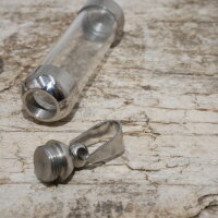 Anhänger mit Glas, Edelstahl zum Aufbewahren, Andenken, Erinnerungen, Mini-Urne, (K37/A4)