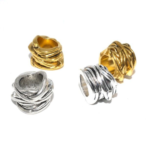 XL Großlochperle, Metall, Wickeldesign , innen:8mm, (K24/B5+6)