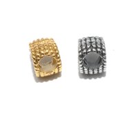 Herz in geflochtener Bordüre mit Zirkonia, Großloch Perle, i: 5mm,Modulperle, Edelstahl- (K34/D2)