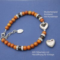 Cabochon Herz Anhänger,12mm, 925 Silber, Fassung,für gefilzte Katzen & Hundehaare  (S10/