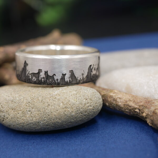 Dein Hund, dein Ring, 7mm Bandring aus 925 Sterling Silber oder Edelstahl , individuell angefertigt,